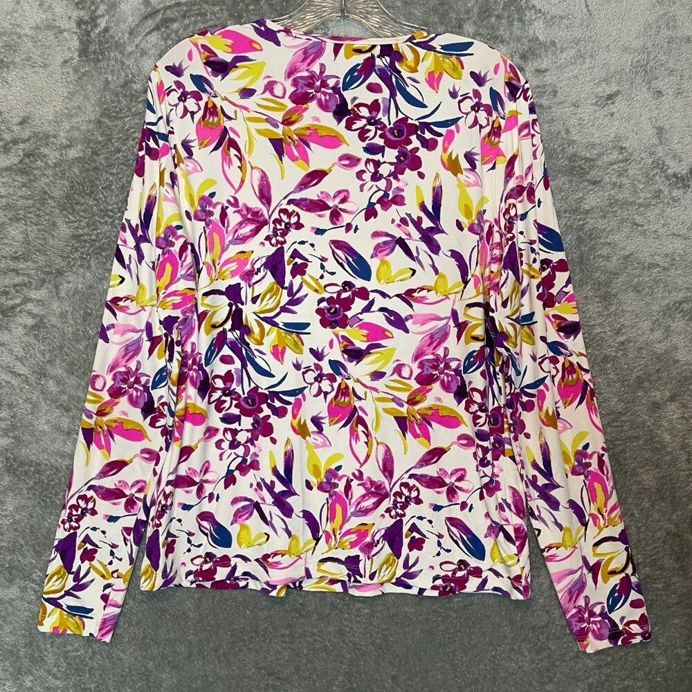 Lands End Women Floral Sun Shade UPF 50 Long Sleeve Relaxed Rash Guard Top M - Picture 2 of 11